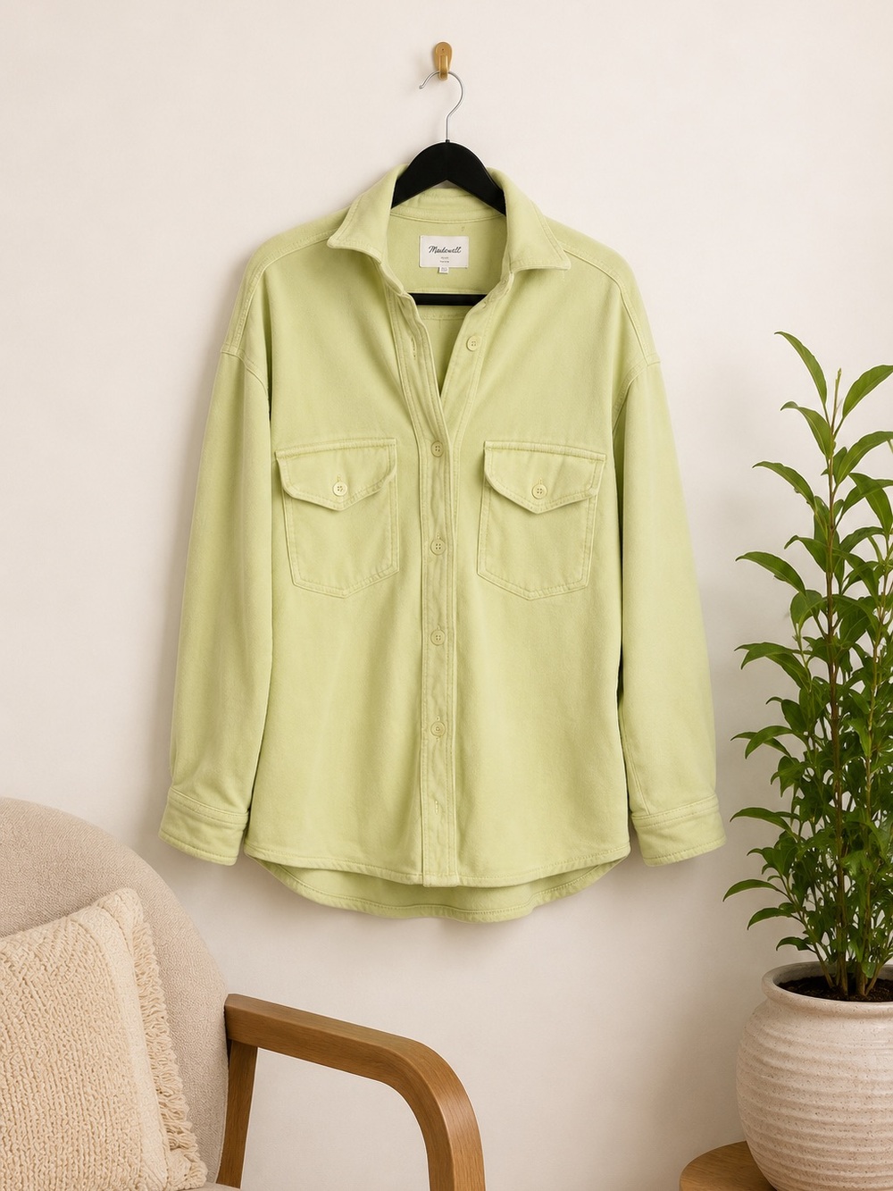 Wilfred Free Oversized Jersey Shacket Women’s 2XS | Yellow Lime Button Up Shirt